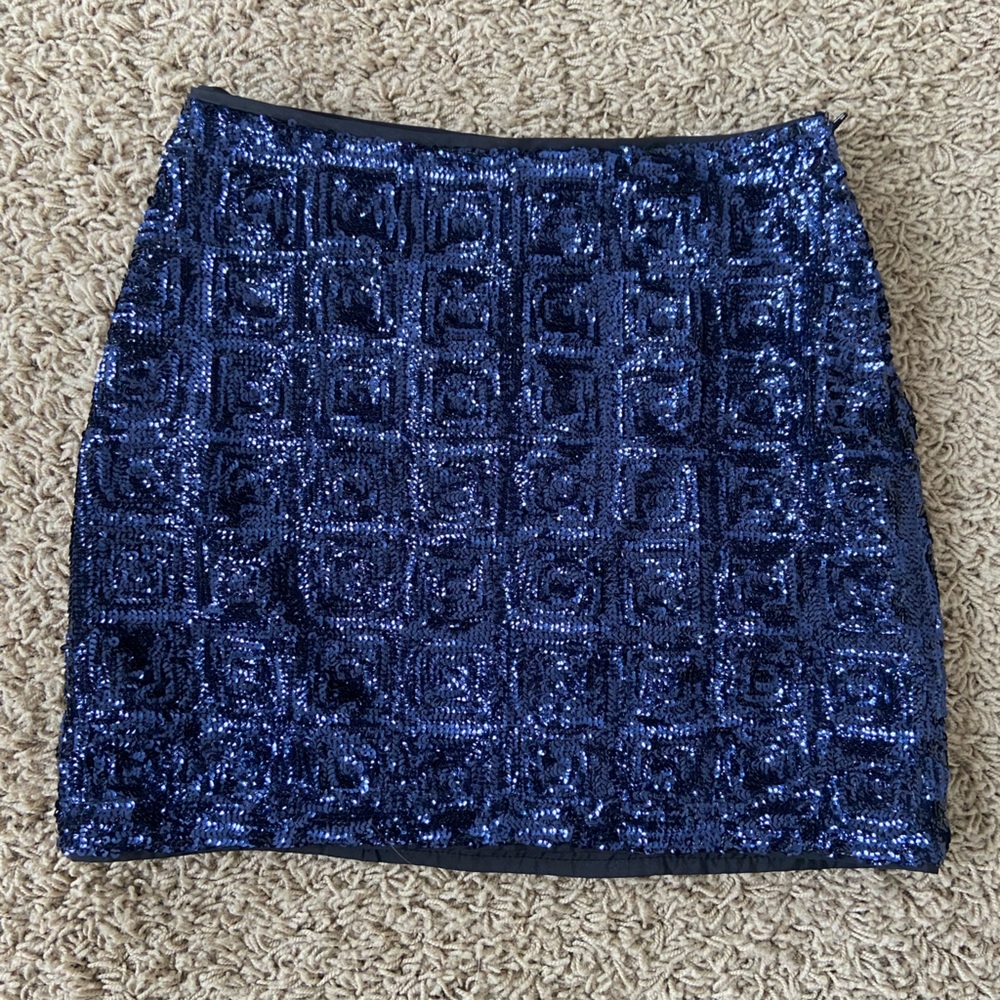 Shimmering Navy Sequin Skirt